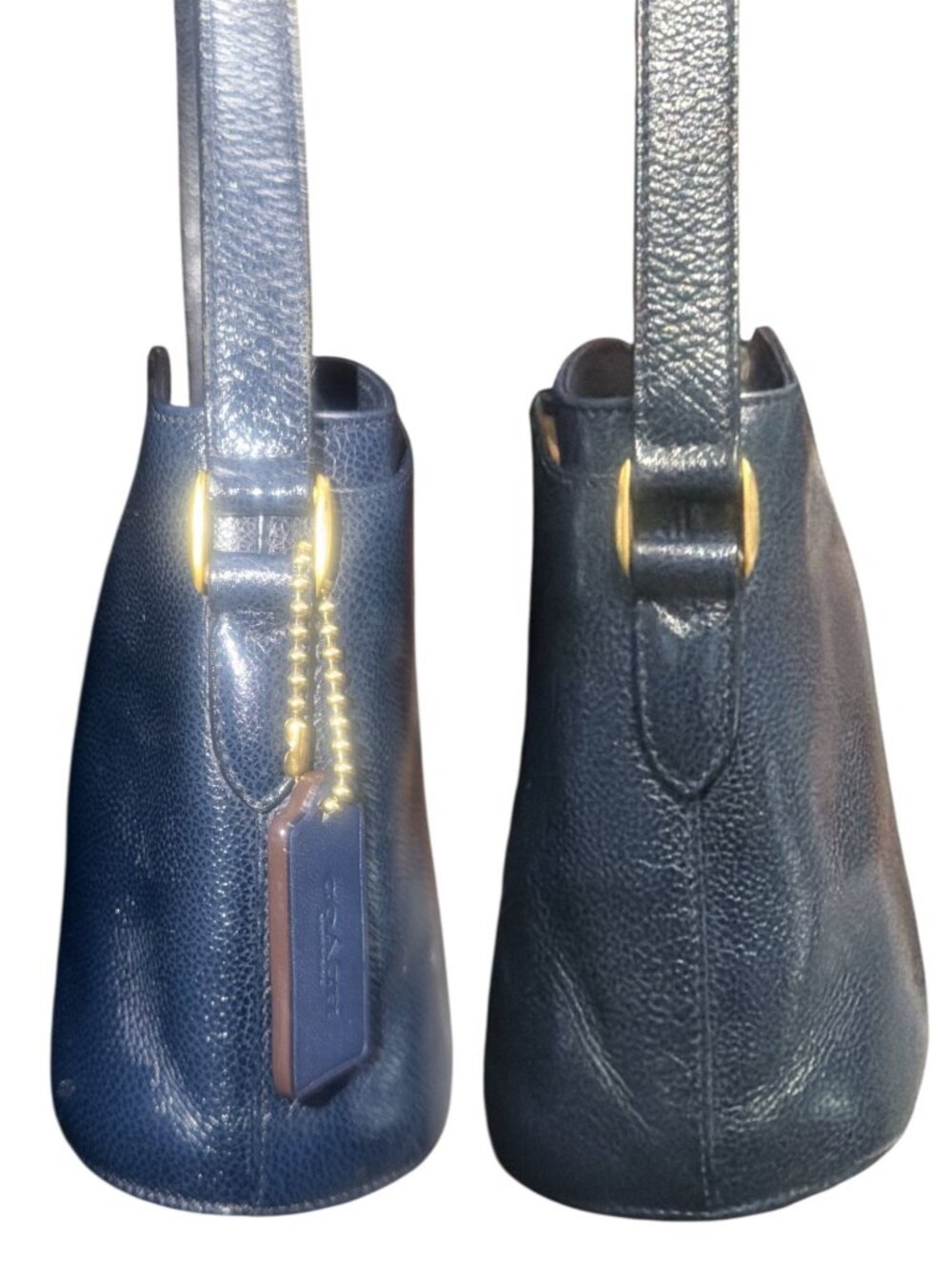 VTG Coach Madison Pierre Bag 4406 Navy Caviar Pebbled Leather Double Zip Italy - Picture 6 of 9